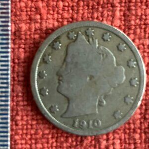 115 Year Old 1910 Barber Liberty V Nickel US Coin Collection Collectible